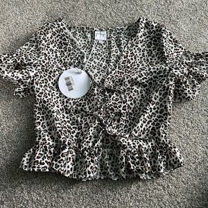 Princess Polly leopard tie up top